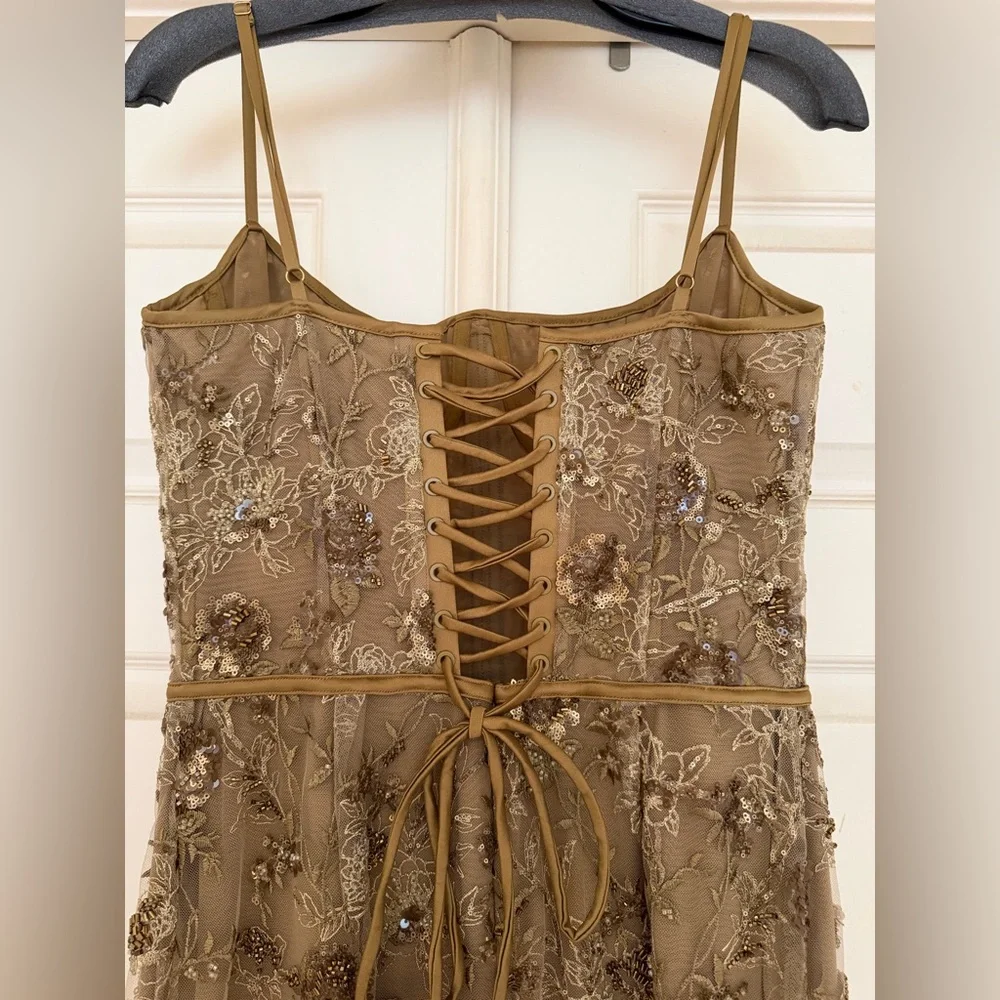 House Of CB Elegant Gold Floral Embroidered Gown - Picture 7 of 16